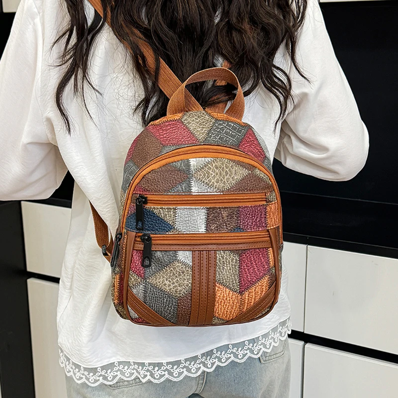 Fashion Backpack Women - Tas Ransel Wanita dengan Desain Patchwork